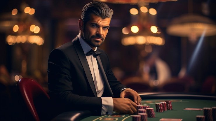 Blackjack table interface showing player hand and dealer upcard